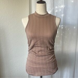 Sleeveless Textured Tan Top